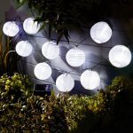   Garden of Eden 11227 Szolár lampion fényfüzér - 10 db fehér lampion, hidegfehér LED - 3,7 m