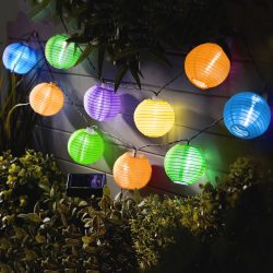 Garden of Eden 11227B Szolár lampion fényfüzér - 10 db színes lampion, hidegfehér LED - 3,7 m