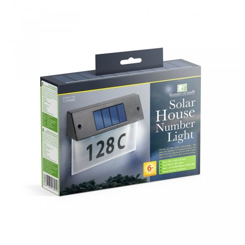 Garden of Eden 11446c szolár házszámfény átlátszó plexivel hidegfehér