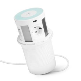   GLOBIZ Rejtett elosztó - 4-es + vezeték nélküli töltés + 2xUSB + 2xType-C - fehér 20434WH