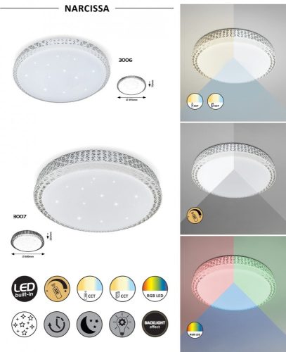 Rábalux Narcissa beltéri mennyezeti színváltós RGB+CCT LED lámpa 24W