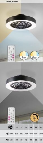 RÁBALUX 5420 BENICIO MENNYEZETI LÁMPATEST VENTILÁTORRAL 35W SZÜRKE D53