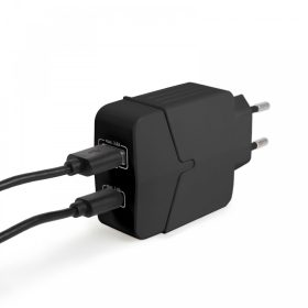   DELIGHT Hálózati Adapter USB + Type-C PD18W gyorstöltéssel - fekete 55044BK