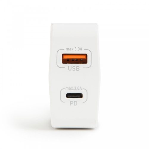 DELIGHT Hálózati Adapter USB + Type-C PD18W gyorstöltéssel - fehér 55044WH