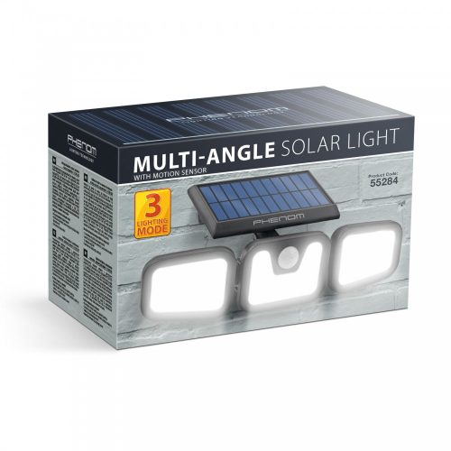 Mozgásérzékelős szolár reflektor - karos, forgatható - 3 COB LED (55284)