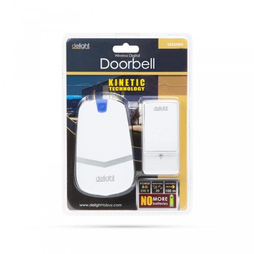 DELIGHT Digitális elem- és vezeték nélküli csengő - Kinetic 55342WH