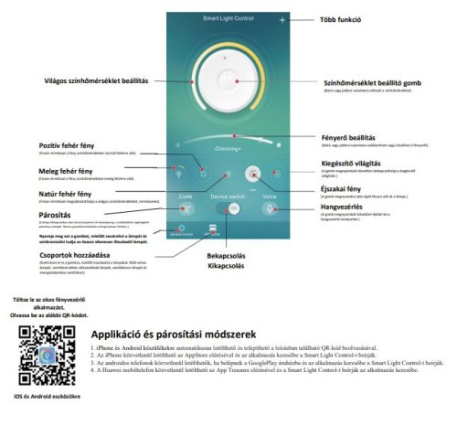 MASTERLED Lucero Esteban 72 W-os, 60 cm átmérőjű fehér LED távirányítós és mobil applikációval vezérelhető mennyezeti lámpa 6059-5-W