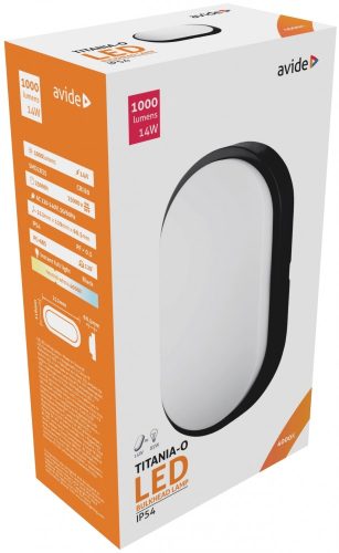 Avide (Titania-O) Cseppálló Mennyezeti Lámpa Ovális IP54 14W NW 4000K Fekete ABBHL-O-14W-NW-BL