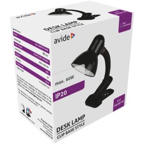   Avide Basic Asztali Lámpa Csíptethető Fekete Max 60W ABDL-CLIP-B-60W