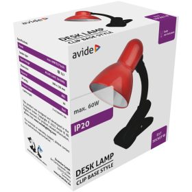   Avide Basic Asztali Lámpa Csíptethető Piros Max 60W ABDL-CLIP-R-60W