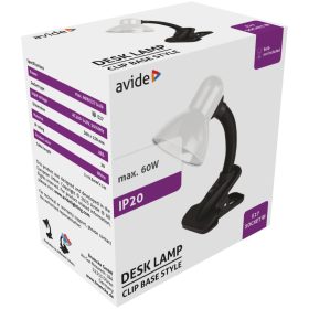   Avide Basic Asztali Lámpa Csíptethető Feher Max 60W ABDL-CLIP-W-60W