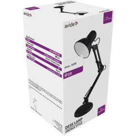   Avide Basic Asztali Lámpa Vintage Fekete Plasztik Max 60W ABLDL-VINTE27-PC-B-60W