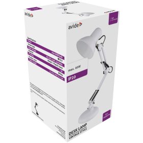   Avide Basic Asztali Lámpa Vintage Feher Plasztik Max 60W ABLDL-VINTE27-PC-W-60W
