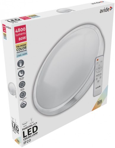 Avide LED Mennyezeti Lámpa Pandora-CCT (ALU) 80W távirányítóval (AVIDE ACLOCCT-80W-R-ALU)