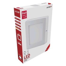   Avide LED Falra Szerelhető Négyzetes Mennyezeti Lámpa ALU 12W WW 3000K ACSMWW-S-12W-ALU