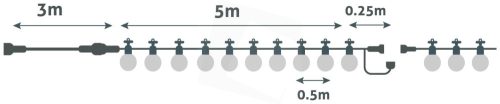 Avide Kültéri füzér 5m WW kötél - füstös - sorolható AOS10LE40BRL-WW