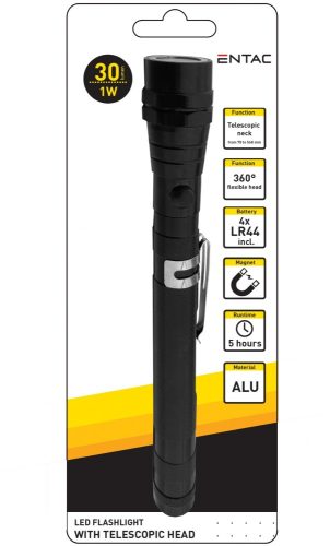 Entac Elemlámpa Kihúzható Nyakkal 1W Alu EFL-1W-FLEX-ALU