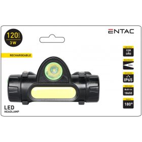   Entac Fejlámpa 3W beépített 18650 akkumulátorral (EHL-3W-180R)