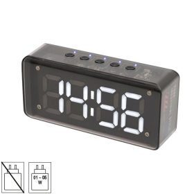   Home MECHACLOCK ébresztőóra multimédia lejátszóval, 3 W, fehér LED kijelző, FM rádió, BT, microSD, USB-C, ~15 óra üzemidő