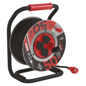 EMOS Fém Kábeldob Gumi 4 aljzat, 50m, 1,5 mm2, SCHUKO