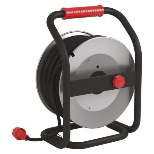 EMOS Fém Kábeldob Gumi 4 aljzat, 50m, 1,5 mm2, SCHUKO