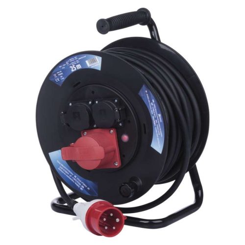 EMOS KÁBELDOB 25m-ES 1× CEE 3P + N + PE (16 A), 2× 2P + PE GUMI IP44 P192250