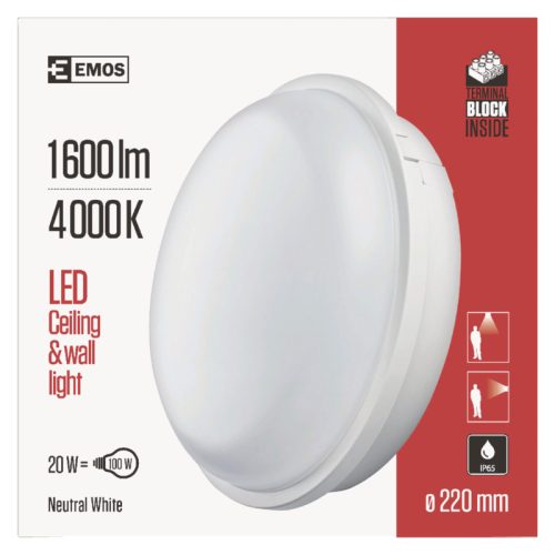 EMOS LED MENNYEZETI LÁMPA 20W IP65 NW ZM3010