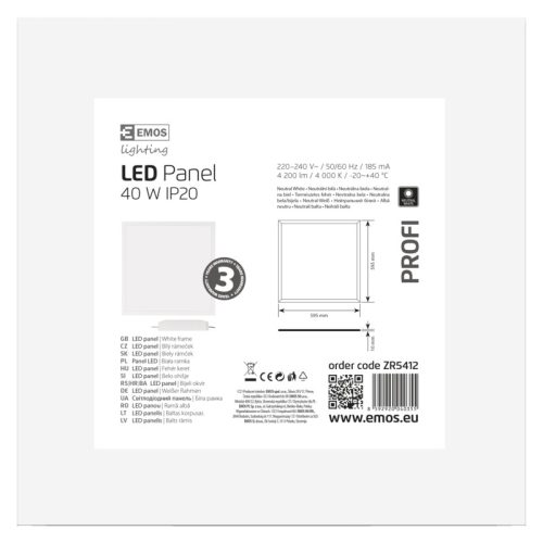 EMOS LED PANEL BEÉPÍTHETŐ 60×60CM IP20 NW 4400 lumen